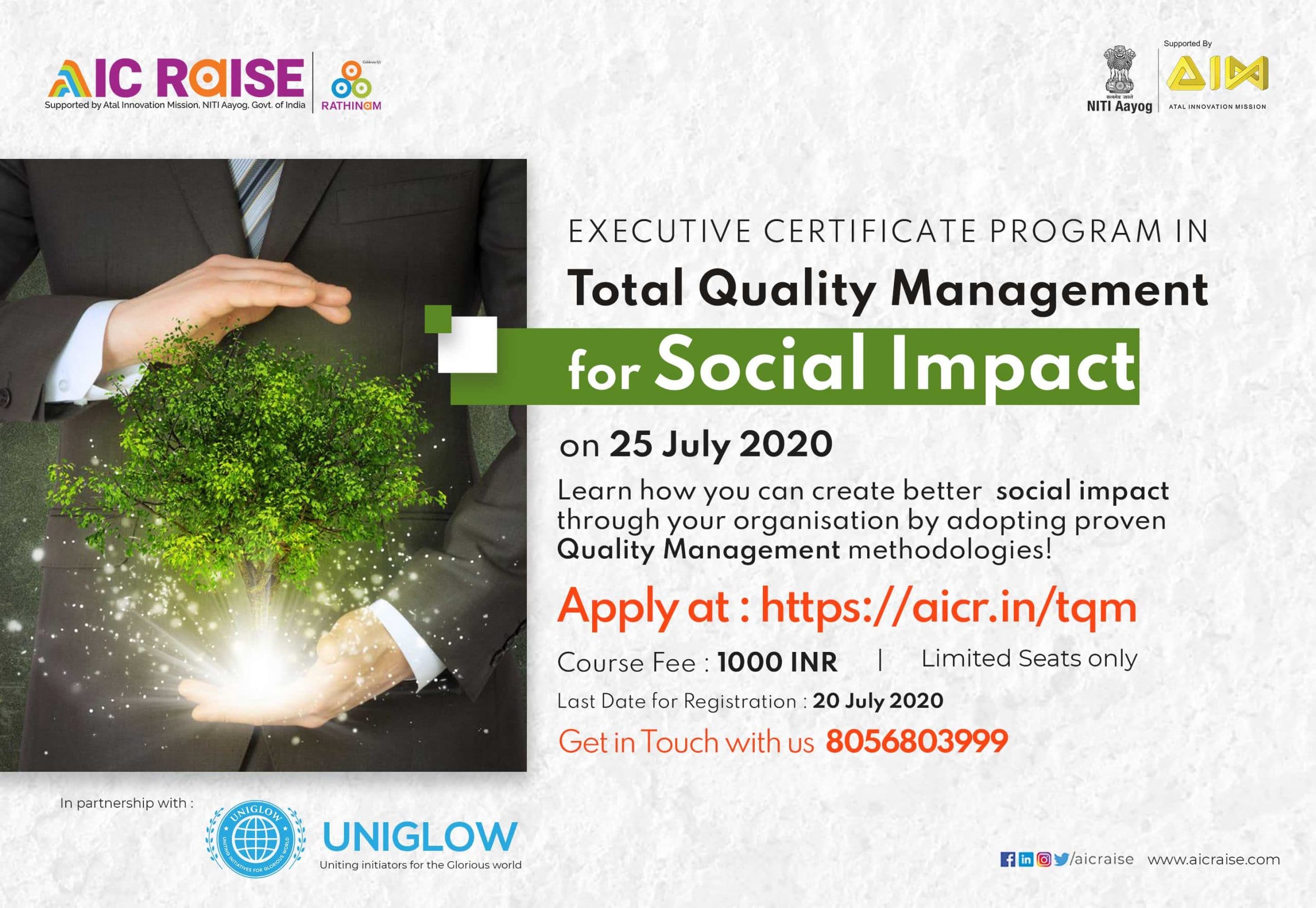 Executive Certificate Program in “Total Quality Management for Social Impact”